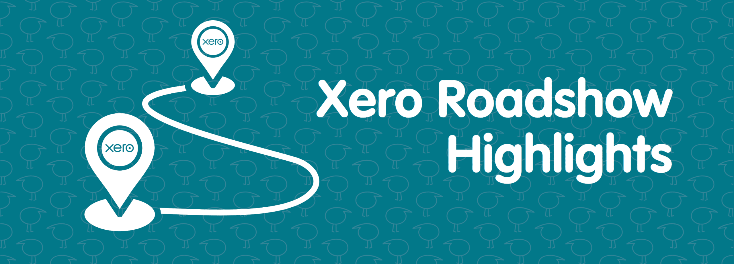 xero roadshow highlights banner with graphic showing pins along a road